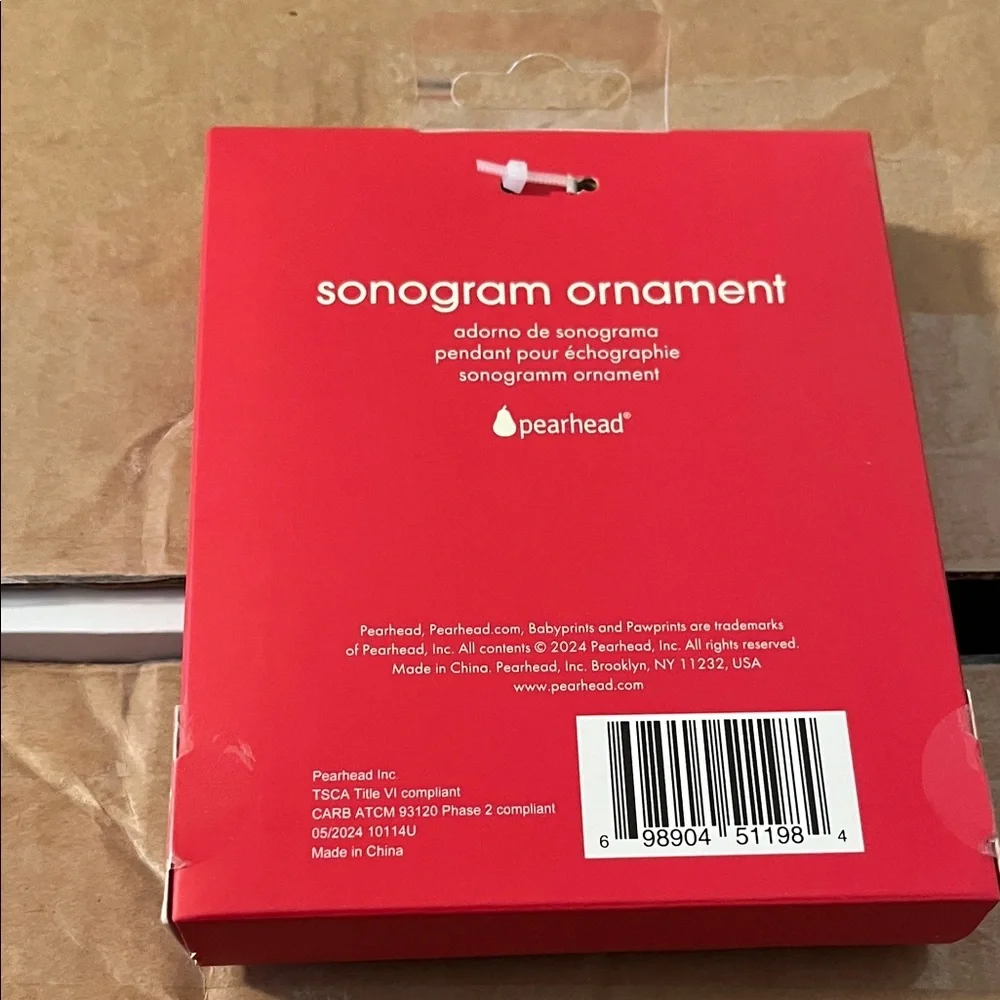 Sonogram Ornament - Red and White